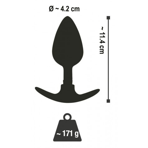 Хромированная анальная пробка с силиконовым ограничителем - 11,4 см.
