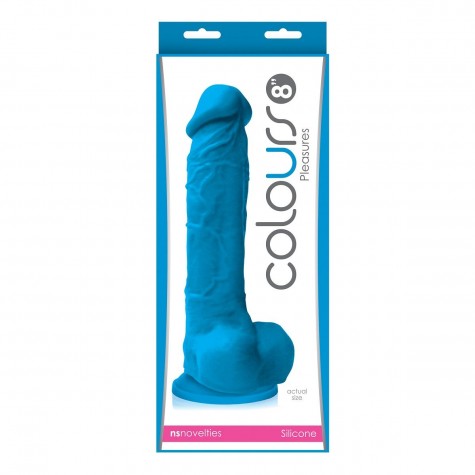 Голубой фаллоимитатор на присоске Pleasures 8 Dildo - 24,7 см.