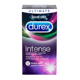 Рельефные презервативы со стимулирующей смазкой Durex Intense Orgasmic - 12 шт.