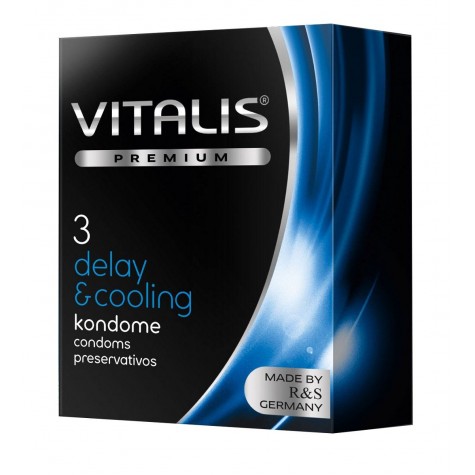 Презервативы VITALIS PREMIUM delay & cooling с охлаждающим эффектом - 3 шт.