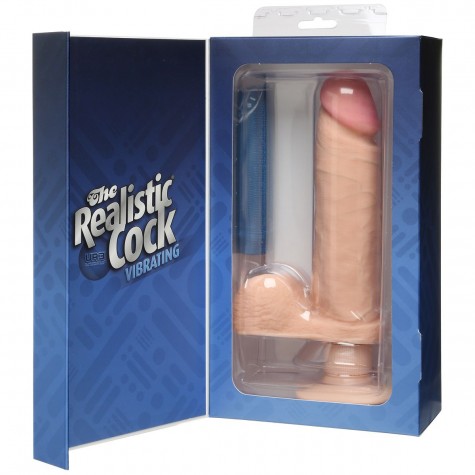 Вибромассажер-реалистик на присоске The Realistic Cock ULTRASKYN Vibrating 8”- 23,5 см.