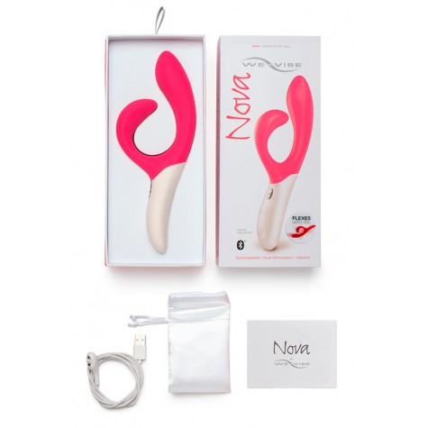 Розовый вибромассажёр с клиторальным отростком We Vibe Nova Pink - 21,5 см.